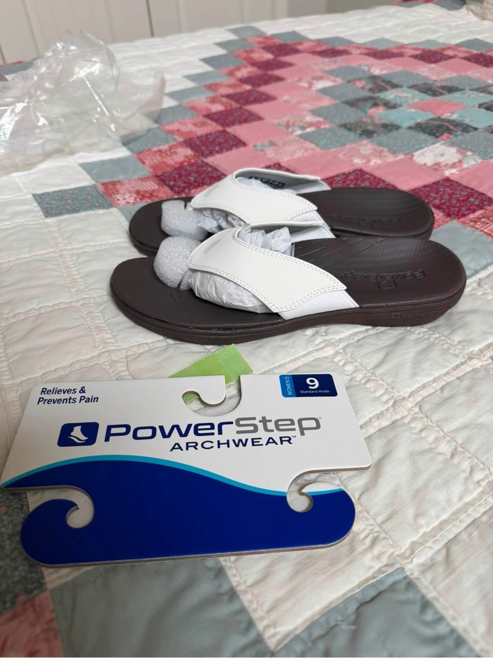 PowerStep Archwear Women’s White Strap Sandals fits 8 - 9